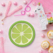 Lemon Lime Green Juicy Summer Citrus Fruit Slice Pappteller (Party)