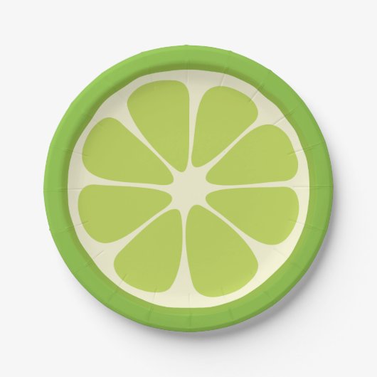 Lemon Lime Green Juicy Summer Citrus Fruit Slice Pappteller (Vorderseite)