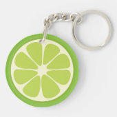 Lemon Lime Green Juicy Summer Citrus Fruit Slice Schlüsselanhänger (Rückseite)