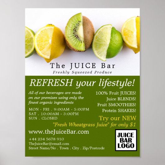 Lemon, Lime & Kiwi, Juice Bar Advertising Poster (Vorne)