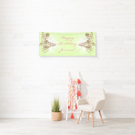 Lemon LIme PInk Butterfly Banner (Insitu)