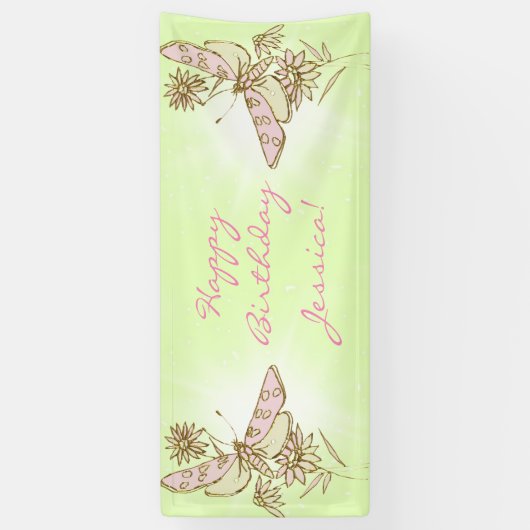 Lemon LIme PInk Butterfly Banner (Vertikal)