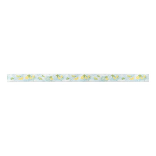 Lemon Lime Plaid Ribbon | Gin & Tonic Party Style Satinband (Vorderseite)