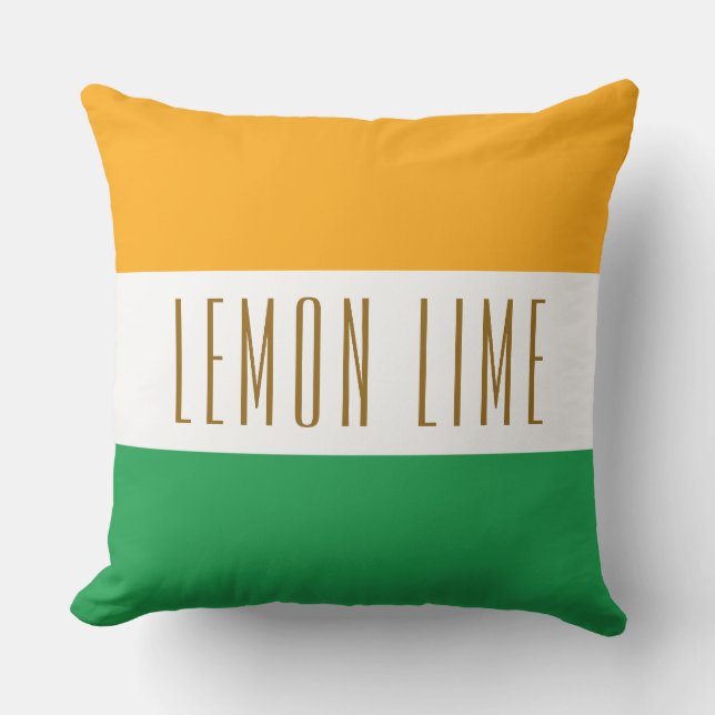 LEMON LIME Rosa gelbe Streifen Kissen (Vorderseite)