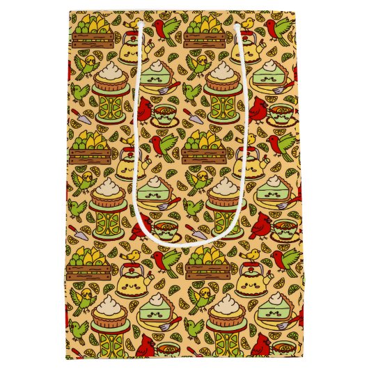 Lemon & Lime Twitter-Muster Mittlere Geschenktüte (Rückseite)