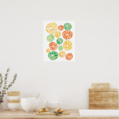 Lemon Limes und Orangen Wasserfarbenposter Poster (Küche)