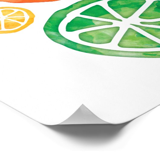 Lemon Limes und Orangen Wasserfarbenposter Poster (Ecke)