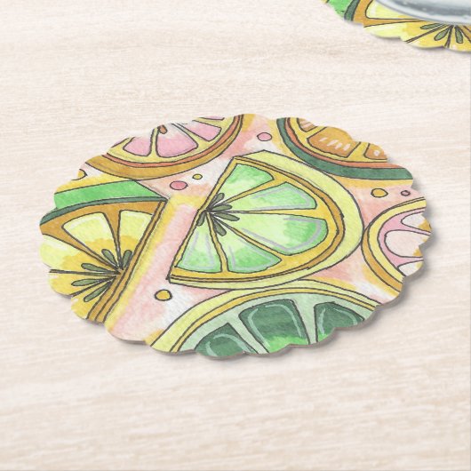 Lemon Limey Scalloped Paper Untersetzer (angewinkelt)