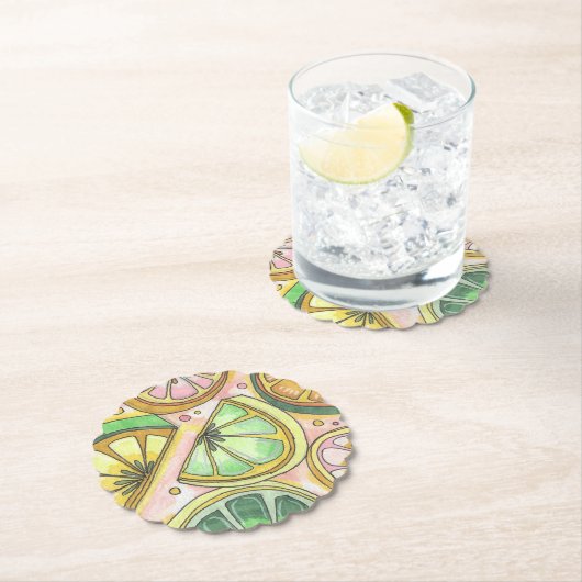 Lemon Limey Scalloped Paper Untersetzer (Vor Ort)