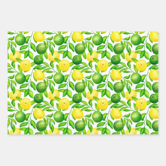 Lemon Limon Citrus Wrapping Paper Set Geschenkpapier Set (Vorderseite)