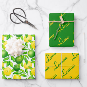 Lemon Limon Citrus Wrapping Paper Set Geschenkpapier Set