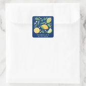 Lemon Limon Fruit Design Blue Personalisiert Küche Quadratischer Aufkleber (Tasche)