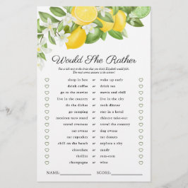 Lemon Limon Greenery Brautparty Game