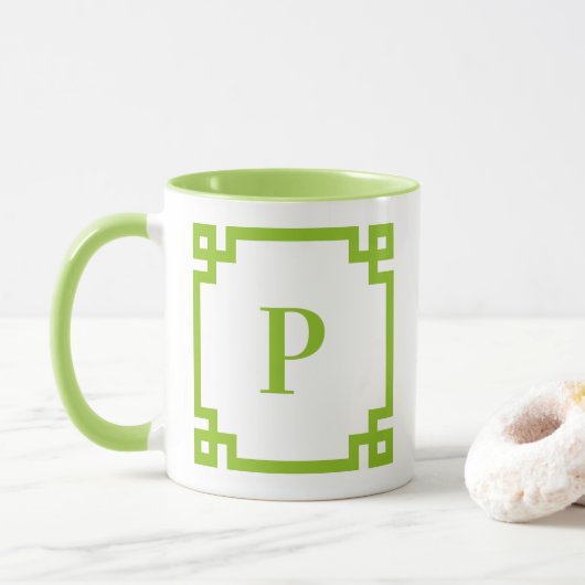 Lemon Limon griechisches Monogramm an der Grenze Tasse (Mit Donut)