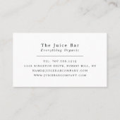 Lemon, Limon & Kiwi, Juice Bar Visitenkarte (Rückseite)