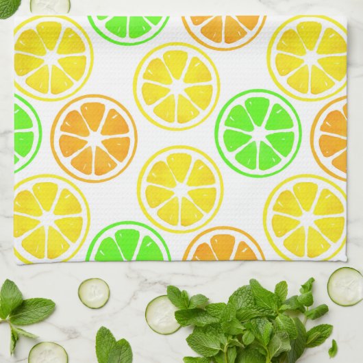 Lemon Limon Orange Slices Pattern Geschirrtuch (Gefaltet)