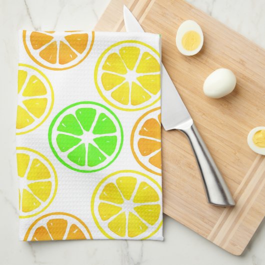 Lemon Limon Orange Slices Pattern Geschirrtuch (Viertel Falte)