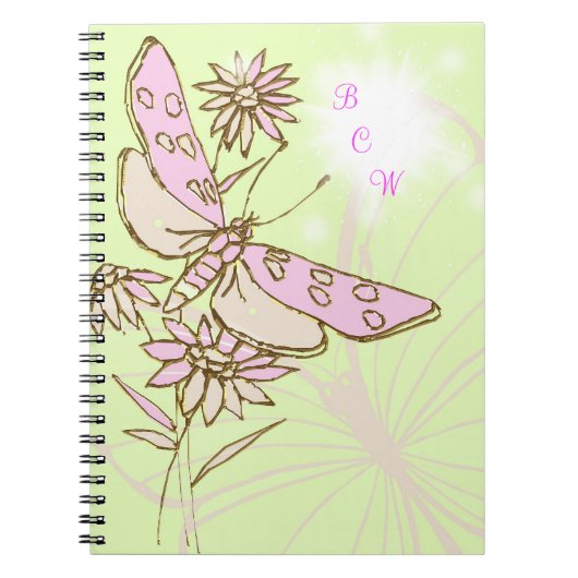 Lemon Limon Pink Butterfly Notebook Notizblock (Vorderseite)