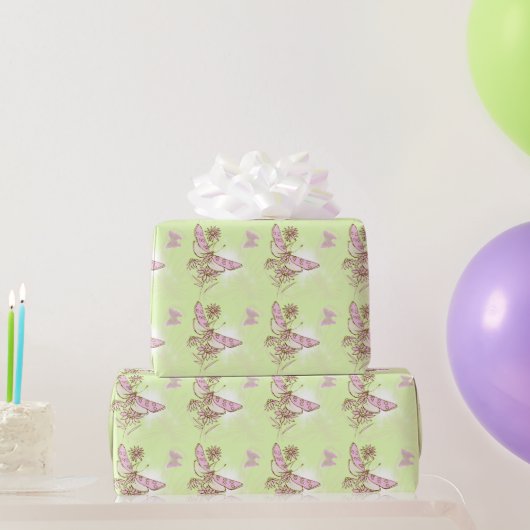 Lemon Limon Pink Butterfly Wrapping Paper Geschenkpapier (Partygeschenke)