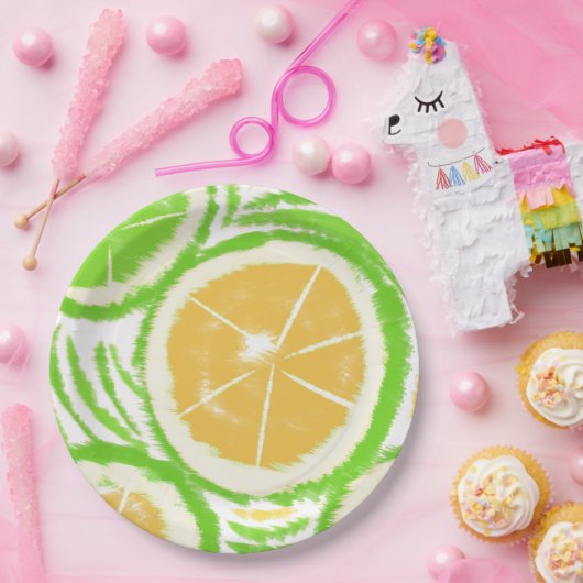 Lemon Limon Slices Swirl Abstraktes Party Pappteller (Party)
