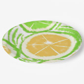 Lemon Limon Slices Swirl Abstraktes Party Pappteller (Schrägansicht)