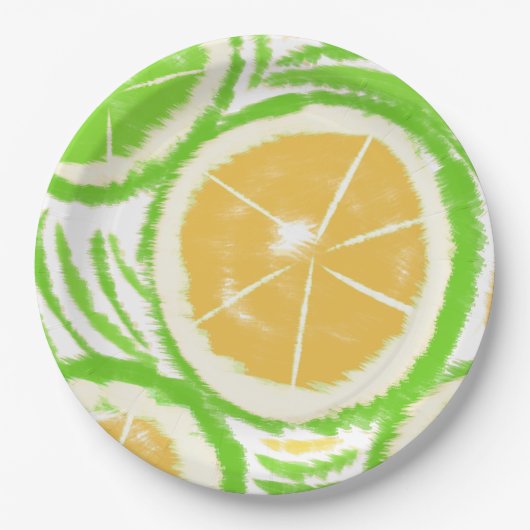 Lemon Limon Slices Swirl Abstraktes Party Pappteller (Vorderseite)
