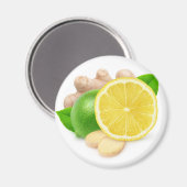 Lemon, Limon und Ingwer Magnet (Vorderseite/Rückseite)