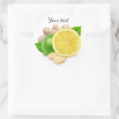 Lemon, Limon und Ingwer Runder Aufkleber (Tasche)