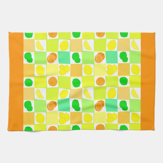 Lemon Limon und Orange Muster Orange Border Geschirrtuch (Horizontal)