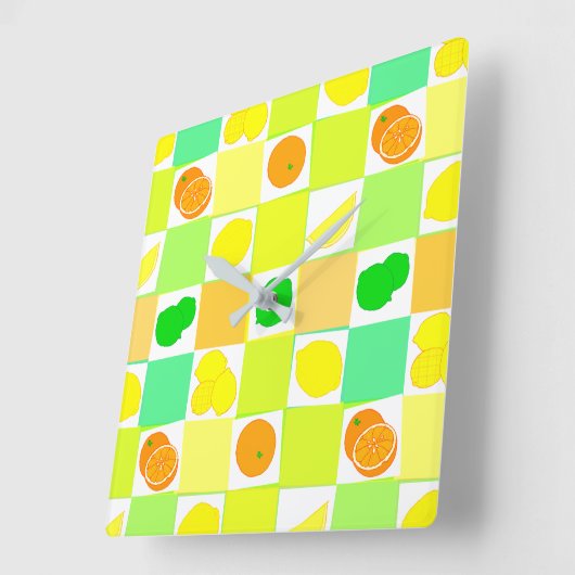 Lemon Limon und Orange Pattern Kitchenuhr Quadratische Wanduhr (Winkel)