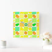 Lemon Limon und Orange Pattern Kitchenuhr Quadratische Wanduhr (Zuhause)