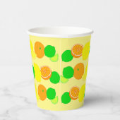 Lemon, Limon und Orangen Farbiges Zitronenmuster Pappbecher (Rechts)