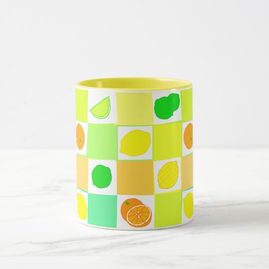 Lemon, Limon und Orangen Farbiges Zitronenmuster Tasse (Zentrum)