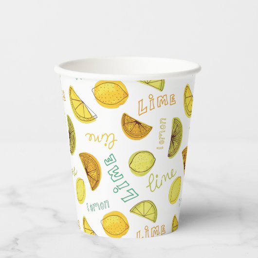 Lemon & Limon Zesty Fruchtmuster Pappbecher (Vorderseite)