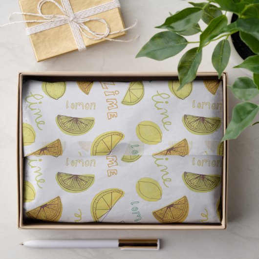 Lemon & Limon Zesty Fruchtmuster Seidenpapier (Geschenk)