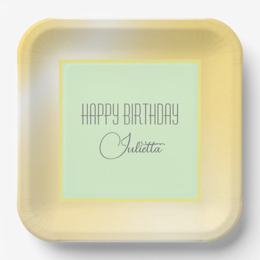 Lemon Limone "Happy Birthday" Papierplatte Pappteller (Vorderseite)