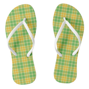 Lemon-Limone Karierte Muster Flip Flops Badesandalen