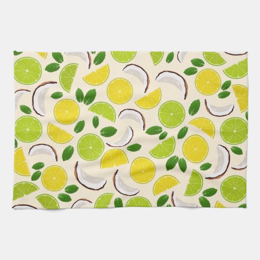 Lemon Limone Kokosnuss und Minze fröhlich fröhlich Geschirrtuch (Horizontal)