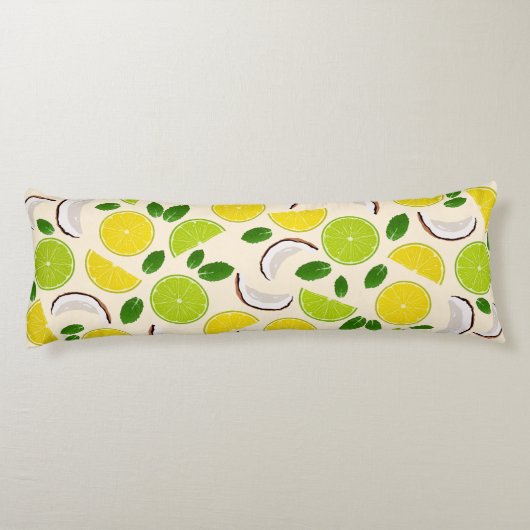 Lemon Limone Kokosnuss und Minze fröhlich fröhlich Seitenschläferkissen (Rückseite)