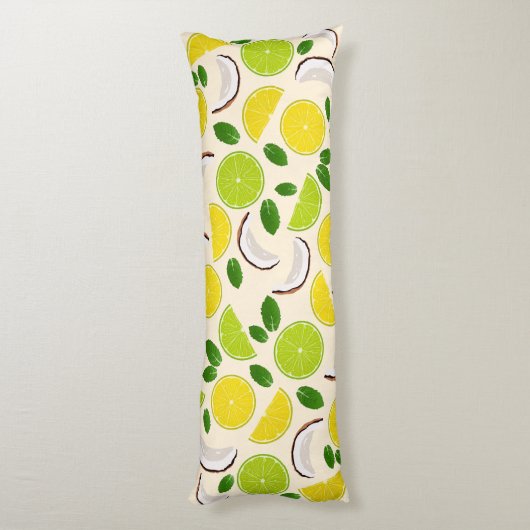 Lemon Limone Kokosnuss und Minze fröhlich fröhlich Seitenschläferkissen (Rückseite (Vertikal))