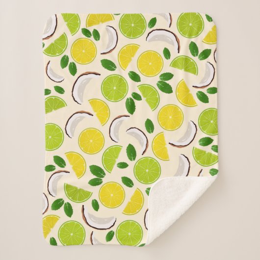 Lemon Limone Kokosnuss und Minze fröhlich fröhlich Sherpadecke (Vorderseite)