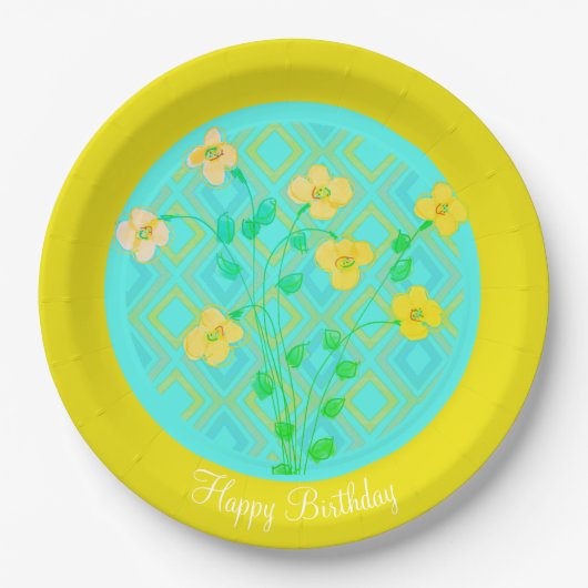 Lemon Limone und Aquamarine Teller von Papierfette (Vorderseite)