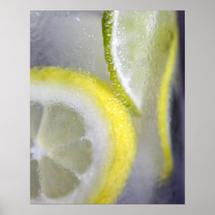 Lemon Limones Eiswasser in Carafe Nah-Up 16x20 Poster