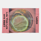 Lemon Live Life Slice mit Zest Pink Geschirrtuch (Horizontal)