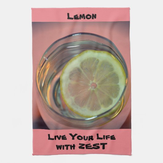 Lemon Live Life Slice mit Zest Pink Geschirrtuch (Vertikal)