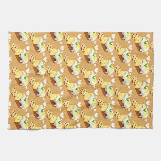 Lemon Loaf Cake Bread With Icing Geschirrtuch (Horizontal)