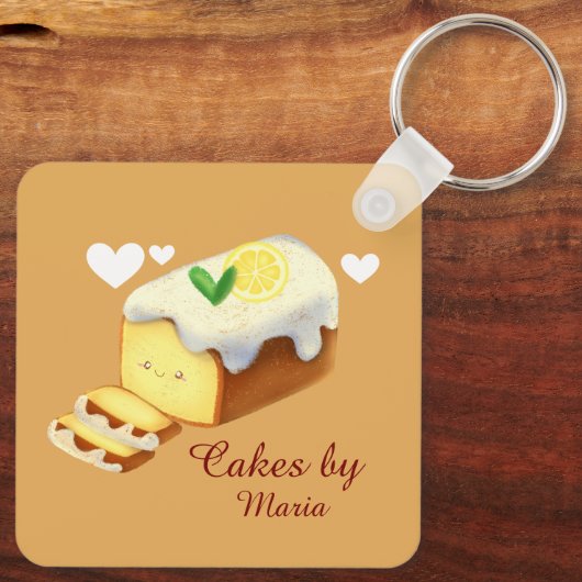 Lemon Loaf Cake Bread With Icing Schlüsselanhänger (Rückseite)