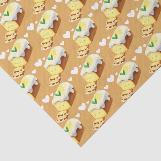 Lemon Loaf Cake Bread With Icing Seidenpapier (Ausschnitt)