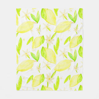 Lemon Lovely Botanical Medium Sized Fleece Blankon