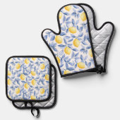 Lemon Lover Ofenhandschuh & Topflappen-Set (Vorderseite/Rückseite)